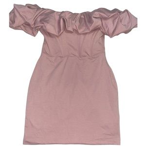 Mauve off the shoulder mini dress!